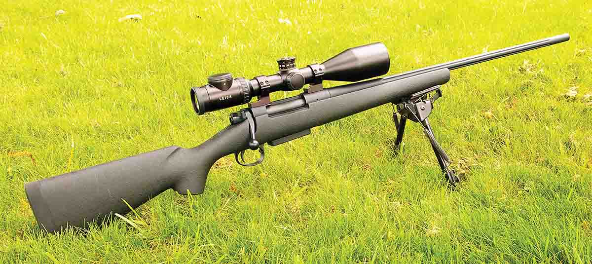 The H-S SPL is chambered in a variety of cartridges. The test rifle in .300 WSM weighed just under 9 pounds with a Leica Magnus 2.4-16x 56i scope.